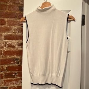 White Turtleneck Sleeveless Sweater with Black Accents (Zara)